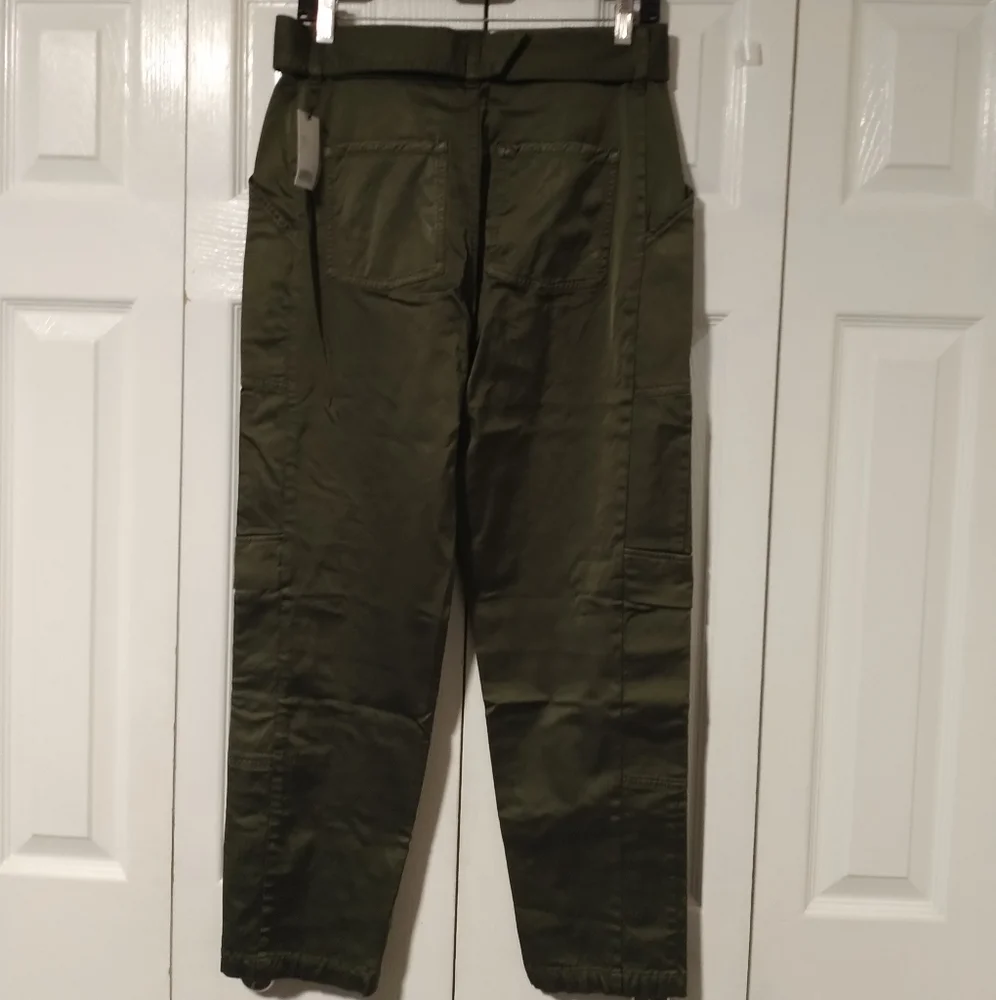 J Brand Athena Cropped Belted Cotton blend Sateen Tapered Pants